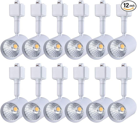 mirrea 12 Pack LED Track Lighting Heads Compatible with Single Circuit H Type Rail Ceiling Spotlight for Accent Task Wall Art Exhibition Lighting 6.5W White Painted (3000K Warm White)