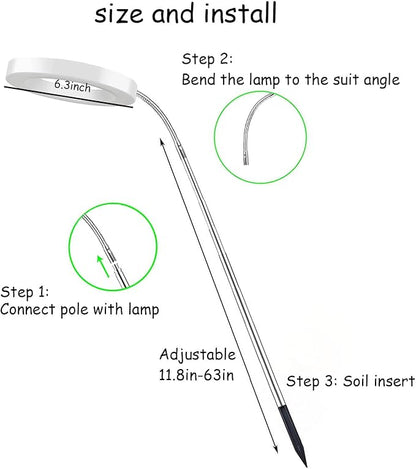 Grow Light for Indoor Plants, 6.3" Full Spectrum LED Plant Grow Light, 11.8-63in Height Adjustable Growing Lamp with Auto Timer 3H/9H/12H, 10 Dimmable Levels (White 1 Pack)