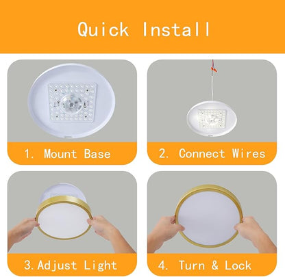 9 Inch Gold Metal Flush Mount LED Ceiling Light, 3000-5000k 20W Thin Round Modern Ceiling Light Fixture, Low Profile Ceiling Lamp for Bedroom, Living Room, Entryway, Bathroom, Kitchen