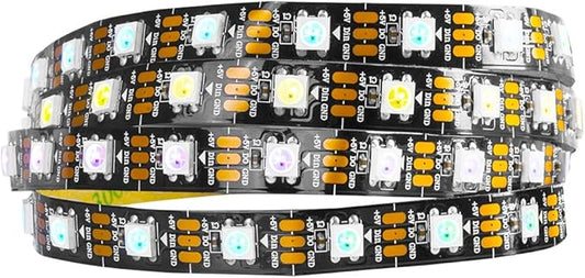 BTF-LIGHTING WS2812B IC RGB LED Strip,UL Listed,Pure Gold Wires,DC5V 3.28FT 60LED 5050SMD,Individually Addressable,Flexible for DIY Chasing Full Color Project,3M Tape,IP30(No Adapter or Controller)