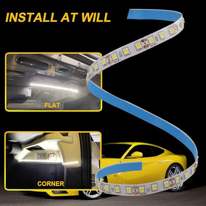 BMTxms LED Strip Light，60pcs SMD 2835 - Trunk LED Light for Car Trunk Cargo Area or Interior Illumination Decoration,4000 Lumens 6000K Xenon White, Easy Install Auto Accessories (2 Pack)