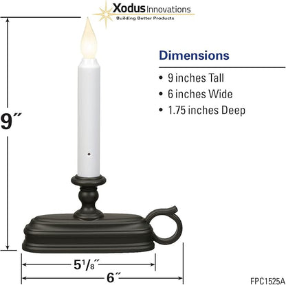 Xodus Innovations FPC1525A Battery Operated LED Window Candle with Sensor, Black, Large Base