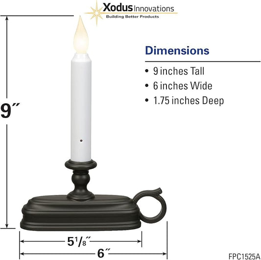Xodus Innovations FPC1525A Battery Operated LED Window Candle with Sensor, Black, Large Base