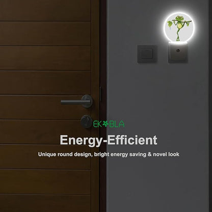 EKOBLA Frog Plug-in Night Light, Frog Holding Green Leaf Fun LED Nightlight with Auto Sensor for Bedroom & Bathroom