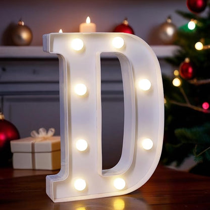 LED Light Up Marquee Letters, Battery Powered Decorative LED Letter Lights, Alphabet Light Up Letters for Wedding Birthday Party,Holiday Lamp or Home Bar Decoration (Letter D)