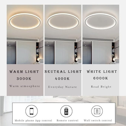 Dimmable LED Ceiling Light Fixture Flush Mount,24 inch Modern Round Recessed Ceiling Lamp with APP Adjustment,White 66W Close to Ceiling Lighting Living Room Bedroom,3000K-6000K