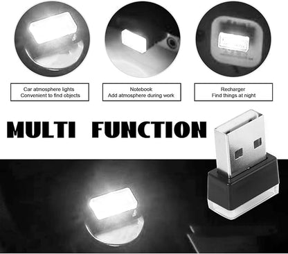 NTNEV 4PCS USB LED Car Interior Atmosphere Lamp, Mini Led USB Lights for Car Decoration, Ambient Lighting Kit, Plug-in USB Interface, Universal Car Interior Accessories (White)