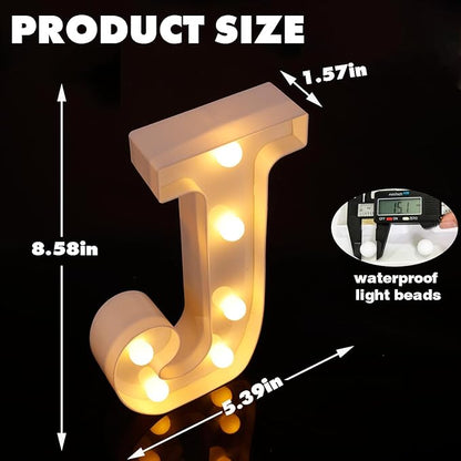 Small Led Marquee Letters, Light Up Letters, 8.58 Inch Led Letter Lights, Battery Powered Lighted Sign for Table, Party, Birthday, Christmas Decor (Letter J)