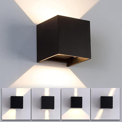 2 Pack Outdoor Sconces Wall Lights LED 20W Exterior/Interior Up and Down Lights IP65 Waterproof Modern Outdoor Lighting Fixtures Square Aluminum Wall Mount Light Black 3000K Warm Lights