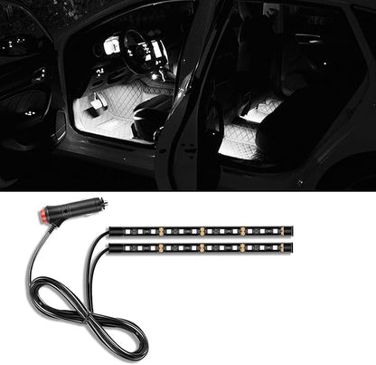 Car LED Strip Light, 24 LED RGB Auto Under Dash Interior Atmosphere Lights, 12V Ambient Night Light, Auto Interior Decorative Lamp, Universal Car Accessories (White, Cigarette Adapter)