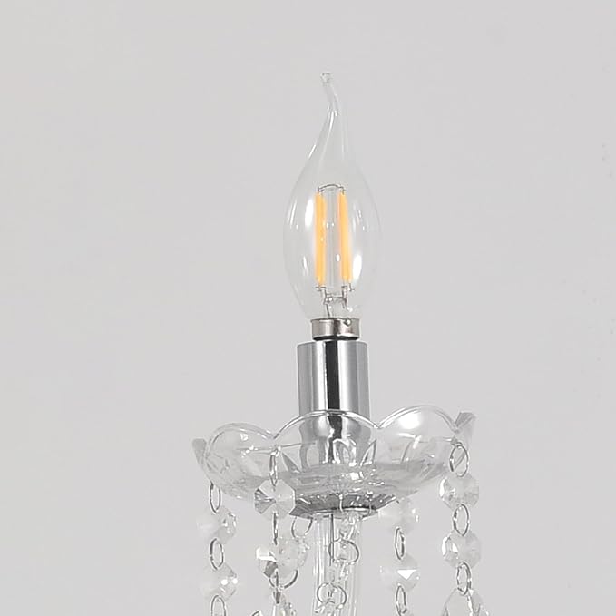 Vlaikz 6 Light Wedding Decoration Crystal Chandelier Candle Crystal Pendant Light Transparent K9 Crystal Lamp Modern Luxury Ceiling Living Room Bedroom Princess Room Hallway Lighting (Sliver)