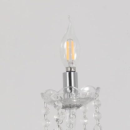 Vlaikz 6 Light Wedding Decoration Crystal Chandelier Candle Crystal Pendant Light Transparent K9 Crystal Lamp Modern Luxury Ceiling Living Room Bedroom Princess Room Hallway Lighting (Sliver)