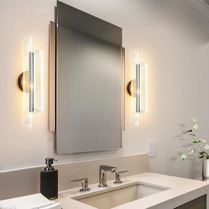 Black Wall Sconce Light Modern Wall Light Fixtures Dimmable LED Wall Lamp for Living Room Hallway Bathroom Bedroom 19.7In