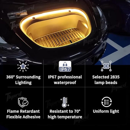 Tlyard Front Trunk LED Lights Strip for Tesla Model 3 Highland 2024 2025 2026 Back Interior Frunk Lightning Waterproof &High Brightness Strip for Tesla Model 3 Accessories Cool White