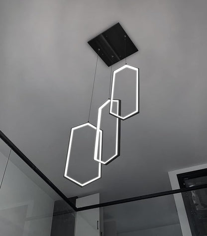 3-Rings Dimmable Pendant Lighting Adjust LED Mini Chandelier Ceiling Light Fixtures for Kitchen Island Dining Room Living Room Bedroom Black