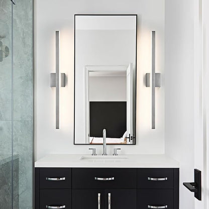 KAISITE Modern Bathroom Vanity Light 32 Inch - Brushed Nickel Fixture Over Mirror, Dimmable 5CCT LED Bar Light for Restroom