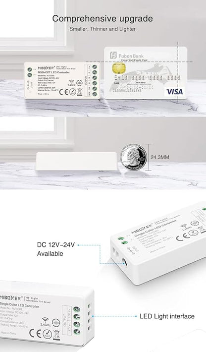 LGIDTECH FUT036S Single Color LED Strip Light Controller,Input DC 12-24V,Output Max 12A