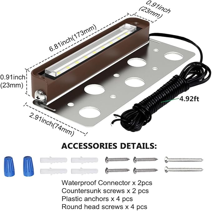 rosykite 7 Inch LED Retaining Wall Lights 4-Pack, 5W Hardscape Step Lights, 5CCT 2200K-5000K Tunable White, 12-24V Low Voltage Outdoor Paver Lights, ETL Listed Brown Landscape Lights for Stairs, Deck