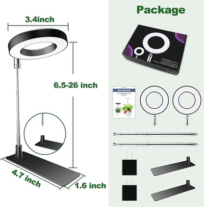 Aokrean Grow Lights for Indoor Plants, 48 LEDs Full Spectrum Plant Light for Indoor Plants, Height Adjustable Growing Lamp with Base, 3 Optional Spectrums, Auto Timer 3/9/12Hrs, 10 Brightness, 2 Pack