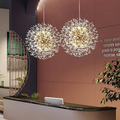 Modern Dandelion Firework Chandelier, Gold Dining Room Chandelier, Crystal Hanging Pendant Lighting Fixture for Living Room, Bathroom, Bedroom, Restaurant, 16-Light