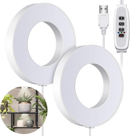 Tujoe Dual Head Ceiling LED Grow Lights for Indoor Plants 96 LED Full Spectrum Plant Light 5v Safe Voltage Grow Lamp with 4/8/12h Auto Switch 4 Dimmable Brightness Levels Ideal for Flowers