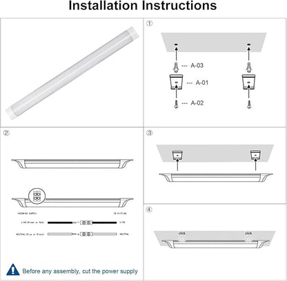 8 Packs 2FT LED Batten, Ultra-Thin Ceiling Surface Mounted Fixture, 20W, Day Light 4000K, IP20, for Garage, Shop, Hallway, Office, Market, Ver.2