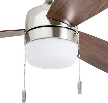 Honeywell Ceiling Fans Barcadero Modern 44 Inch Ceiling Fan with Light, Pull Chain LED Indoor Fan with 3 Blades, Maple and Brown Maple Blade Finish Options, Brushed Nickel (50616-01)