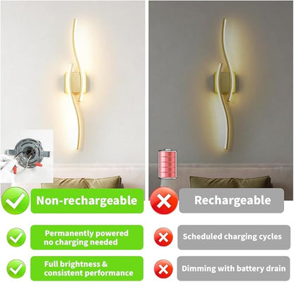 Daunton Modern Gold Wall Light Fixture Set of 2, RC Dimmable LED Wall Light Indoor, LED Wall Decor for Hallway Bedroom Living Room, Hardwired Wall Sconce with Remote Control, 27.56" in, Timer, Memory