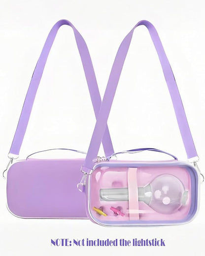 Lightstick Case For Army's Bomb - Clear Concert Light Stick Holder for VER.2 / VER.3 / VER.4 / Special Edition - Travel Carrying Storage Bag with Cross Body & Soft Protective, Kpop Fans Gifts (Purple)