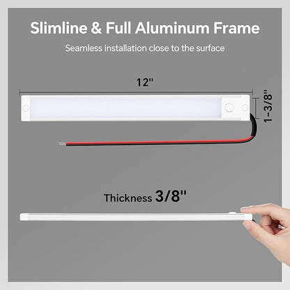 acegoo RV Interior LED Light Bar 12V LED Light Strip for Motorhome Camper Trailer Kitchen Countertop Under Cabinet Lighting, Integral Dimmer Switch & Red Night Light (Warm White, 12 inch)