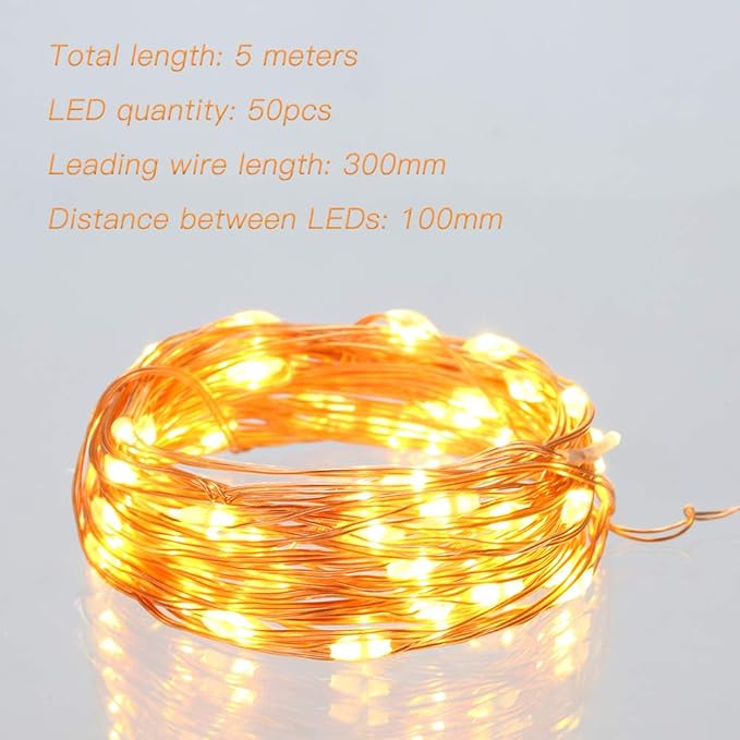 Ariceleo Led Fairy Lights Battery Operated, 4 Packs Mini Battery Powered Copper Wire Starry Fairy Lights for Bedroom, Christmas, Parties, Wedding, Centerpiece, Decoration (5m/16ft Warm White)