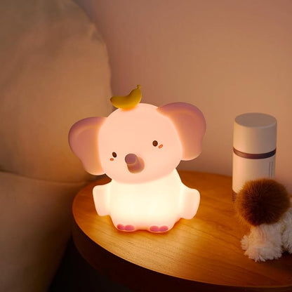 QANYI Elephant Night Light for Kids, Pink Elephant Lamp with Dimming Nursery Night Lamp Rechargeable Animal Light for Breastfeeding Timer & Touch,Valentines Gifts for Baby Girls Childrens Women