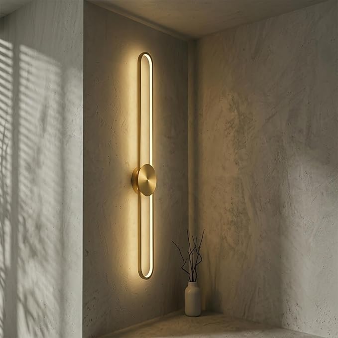 Modern Wall Sconce Dimmable 3000K/4000K/6000K LED Wall Light Fixture, Hardwired Wall Lamp for Living Room, Dining Room, Bedroom, Hallway, Lobby, Entryway (Brushed Gold, 43.3inch/H110cm)