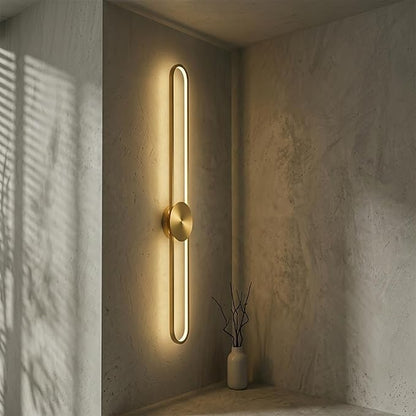Modern Wall Sconce Dimmable 3000K/4000K/6000K LED Wall Light Fixture, Hardwired Wall Lamp for Living Room, Dining Room, Bedroom, Hallway, Lobby, Entryway (Brushed Gold, 43.3inch/H110cm)