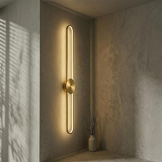 Modern Wall Sconce Dimmable 3000K/4000K/6000K LED Wall Light Fixture, Hardwired Wall Lamp for Living Room, Dining Room, Bedroom, Hallway, Lobby, Entryway (Brushed Gold, 43.3inch/H110cm)