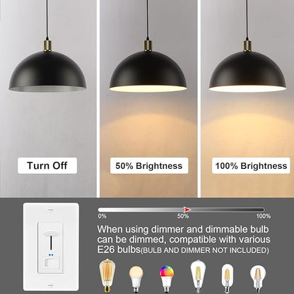 Black Pendant Light Fixtures, 15.7 Inch Large Dome Pendant Lighting Farmhouse Vintage Chandelier for Kitchen Island Dining Room