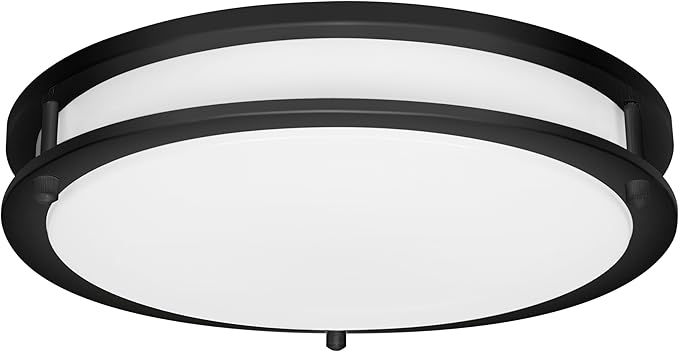 Sylvania 12" Slim Saturn Ring LED Light Fixture, 25W, 5 Temperature Select, Dimmable, 1800 LMS, Black, for Family Rooms/Hallways/Kitchens/Bedrooms - 1 Pack (67239)