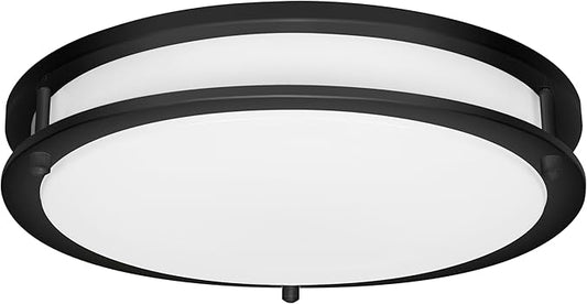 Sylvania 12" Slim Saturn Ring LED Light Fixture, 25W, 5 Temperature Select, Dimmable, 1800 LMS, Black, for Family Rooms/Hallways/Kitchens/Bedrooms - 1 Pack (67239)