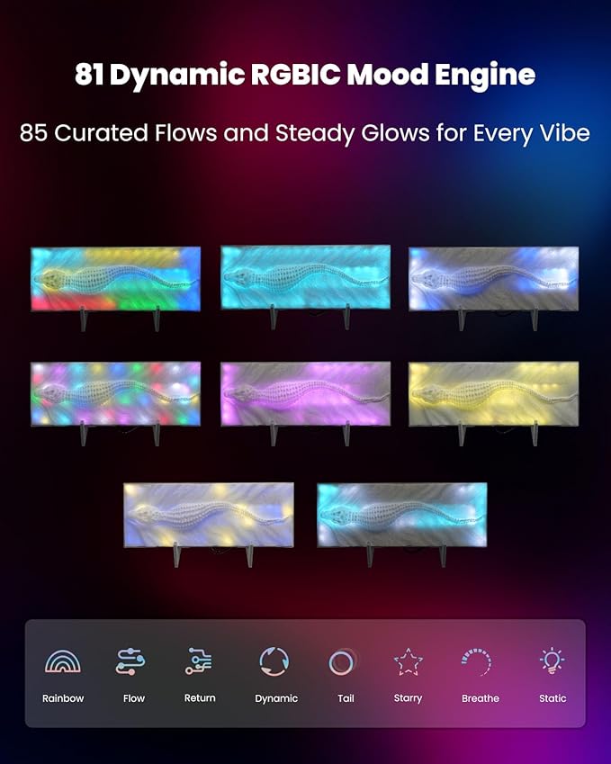 Nobiggie Crocodile Texture RGB Ambient Lighting, Artistic Color Changing LED Mood Light, Decorative Accent Light for Bedroom, Living Room & Modern Home Decor