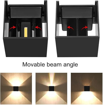 4 Pack LED Outdoor Sconces Wall Lights 20W Exterior/Interior Up and Down Lights IP65 Waterproof Modern Outdoor Lighting Fixtures Square Aluminum Wall Mount Light Black 3000K Warm Lights