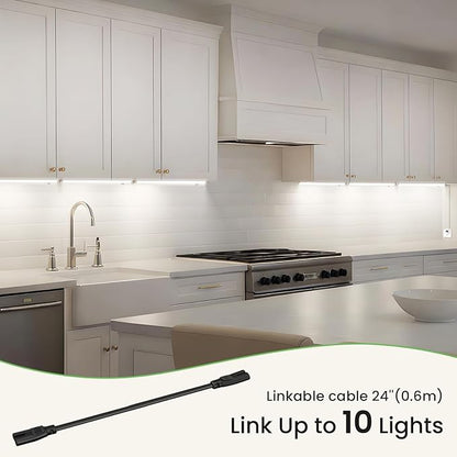 ALUSSO Under Cabinet Lighting, 12 Inch Linkable LED Under Cabinet Lights with Plug, 150° Swivel Light Bar, 3 Color Temperatures (3000K/4000K/6500K), 8 W 640 Lumen, for Kitchen Counter, Closet - 2 Pack
