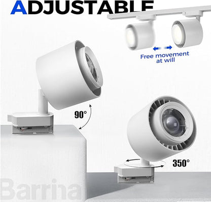 Barrina TR40c Track Grow Light for Indoor Plants, 15°-60° Adjustable Beam Angle, 3 x 40W, 4000K Full Spectrum LED Plant Lights, Plug in Ceiling Mounted Grow Bulbs for H-Type Track with Timer, White