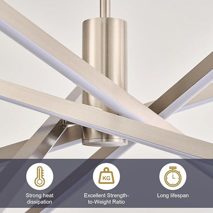 Big Sputnik Chandelier 48” Nickel High Ceiling Chandeliers Big Modern Remote Control Chandelier for Large Living Room Dining Room Foyer