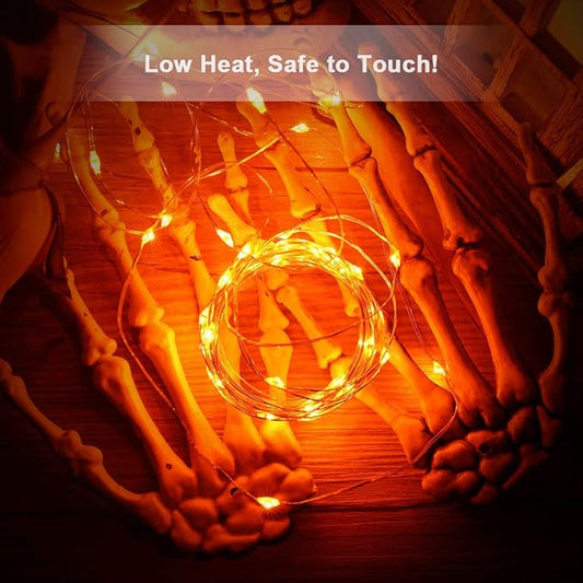 BrizLabs Orange Halloween Lights, 4 Pack 19.47ft 60 LED Orange Fairy Lights String, 2 Modes Battery Halloween String Light, Indoor Silver Wire Twinkle Light for Christmas Thanksgiving Party Carnival