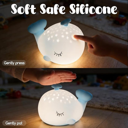 Cute Night Light Gifts for Kids, 7 Colors Blue Whale Toys Cute Lamp,Soft Silicone Baby Night Light,Silicone Whale Rechargeable Nightlight for Kid Kawaii Room Decor