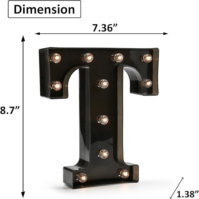 OYCBUZO Light Up Black Alphabet Marquee Letters Sign LED Marquee Number Lights Sign for Night Light Home Bar Christmas Lamp Birthday Party Wedding Decoration T