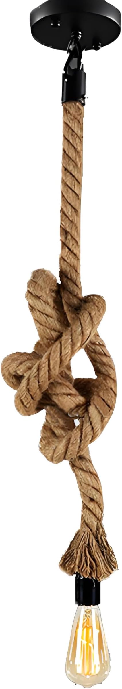 1 Head 2.5 Meter Hemp Rope Vintage Ceiling Pendant Light Lamp Fixture E26/E27 Base,Retro Style for Dining Hall Restaurant Bar Lighting(Bulb not Included)