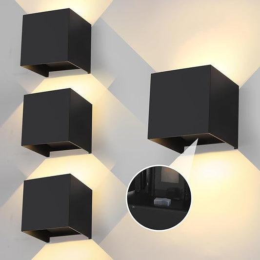 4-Pack 20W LED Outdoor Wall Lights Exterior/Interior,3 Colors Adjustable Wall Sconce,Modern Square Aluminum Wall Light,Up and Down Outdoor Lighting Fixtures,IP65 Waterproof Porch Light, ETL Listed