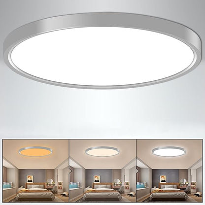 Ceiling Light LED 28W 12 Inch, 3 Color Temperature Switchable Round Ceiling Mount Light Fixture for Kitchen, Bedroom, Living Room, Dining Room -3000K/4500K/6500K White Shell