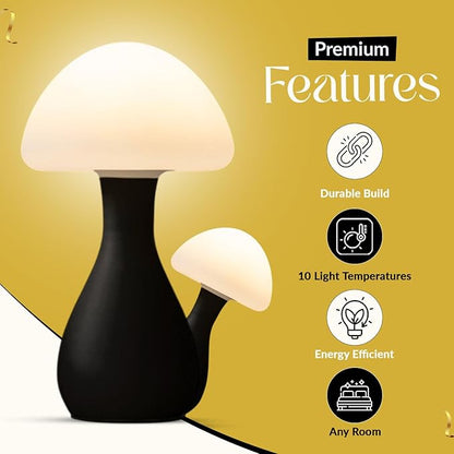 Mushroom Table Lamp - Durable for kids/adult bedroom Night Light, Modern Nightstand Table Lamp for reading with 10 Adjustable Light Temperatures, Bedside Lamp for Unique, Aesthetic Home Decor